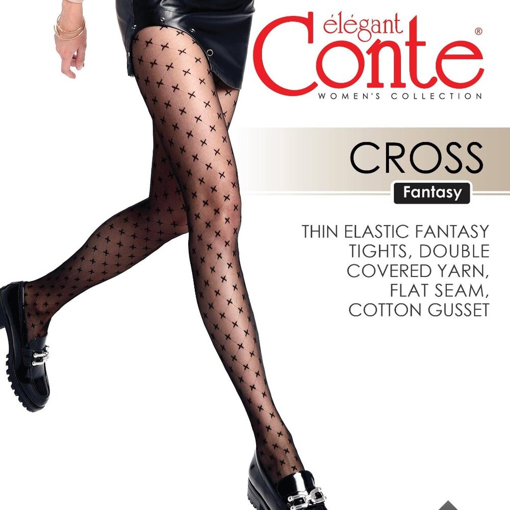 Conte Cross 20 Den - Fantasy Women's Tights with Cross Pattern